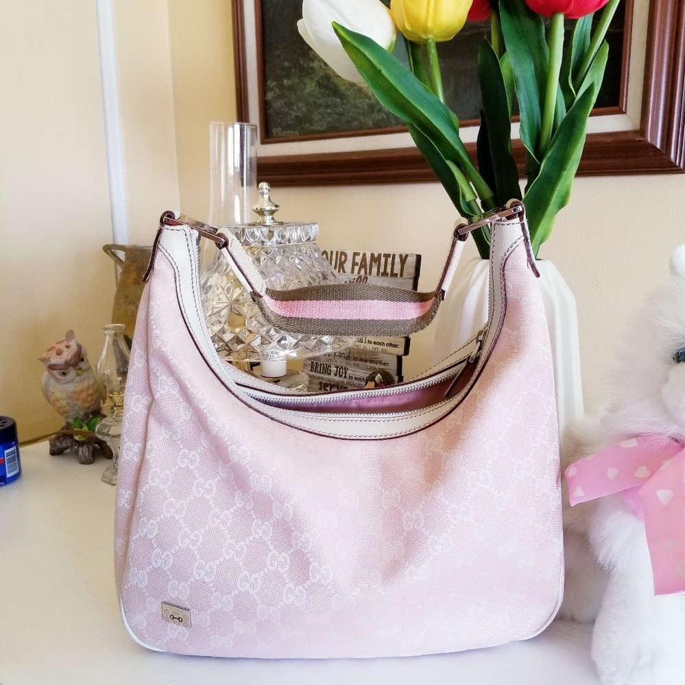 Auth Gucci Sherry Handbag Pink